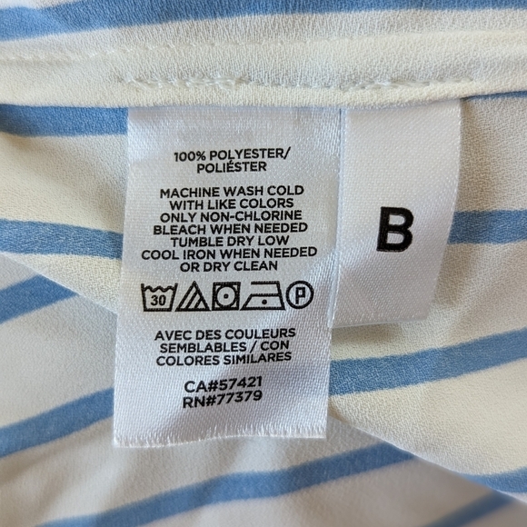 Ann Taylor Blue White Striped V-Neck Oversized Flirty Blouse Top Size S - Picture 8 of 10